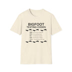 Bigfoot Texting Codes T-Shirt — Funny Sasquatch Emoji Trail Tee