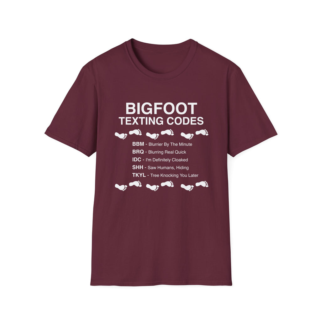 Bigfoot Texting Codes T-Shirt — Funny Sasquatch Emoji Trail Tee