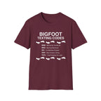 Bigfoot Texting Codes T-Shirt — Funny Sasquatch Emoji Trail Tee