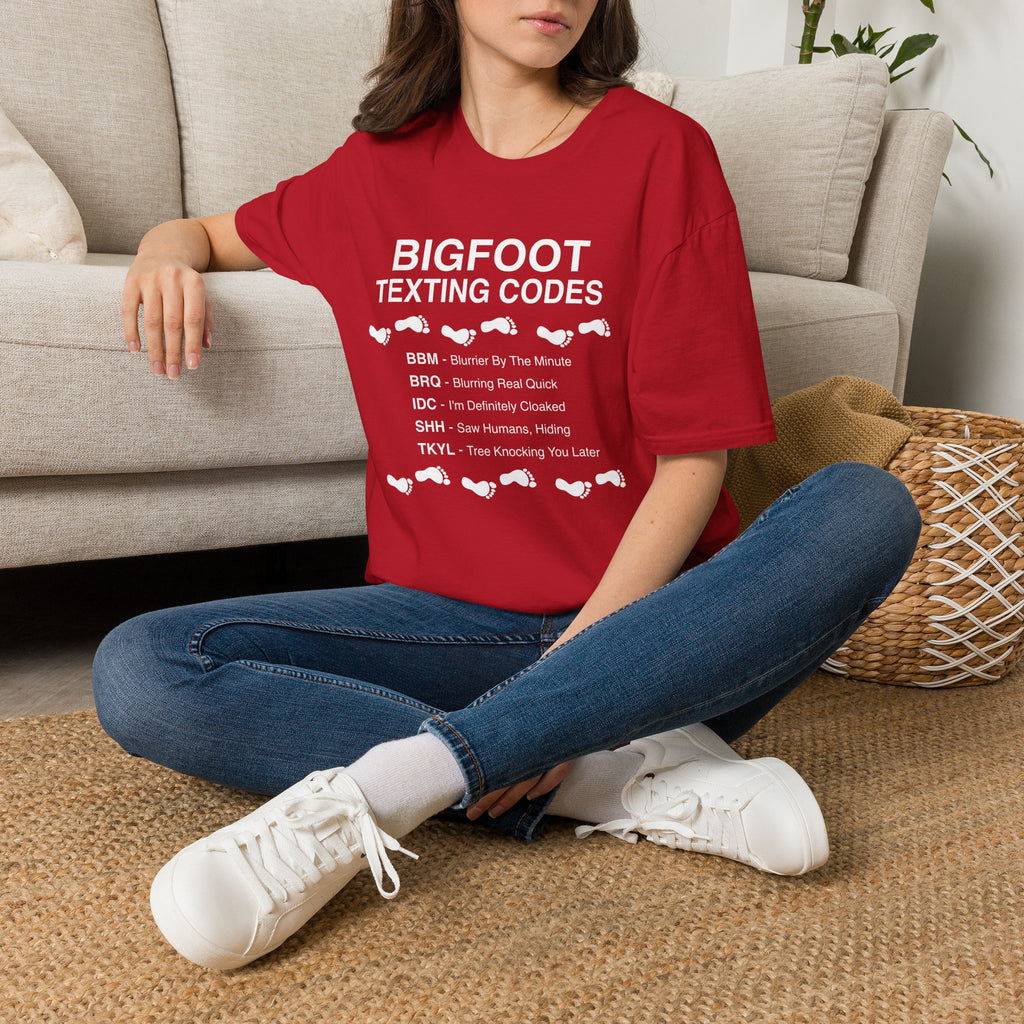Bigfoot Texting Codes T-Shirt — Funny Sasquatch Emoji Trail Tee