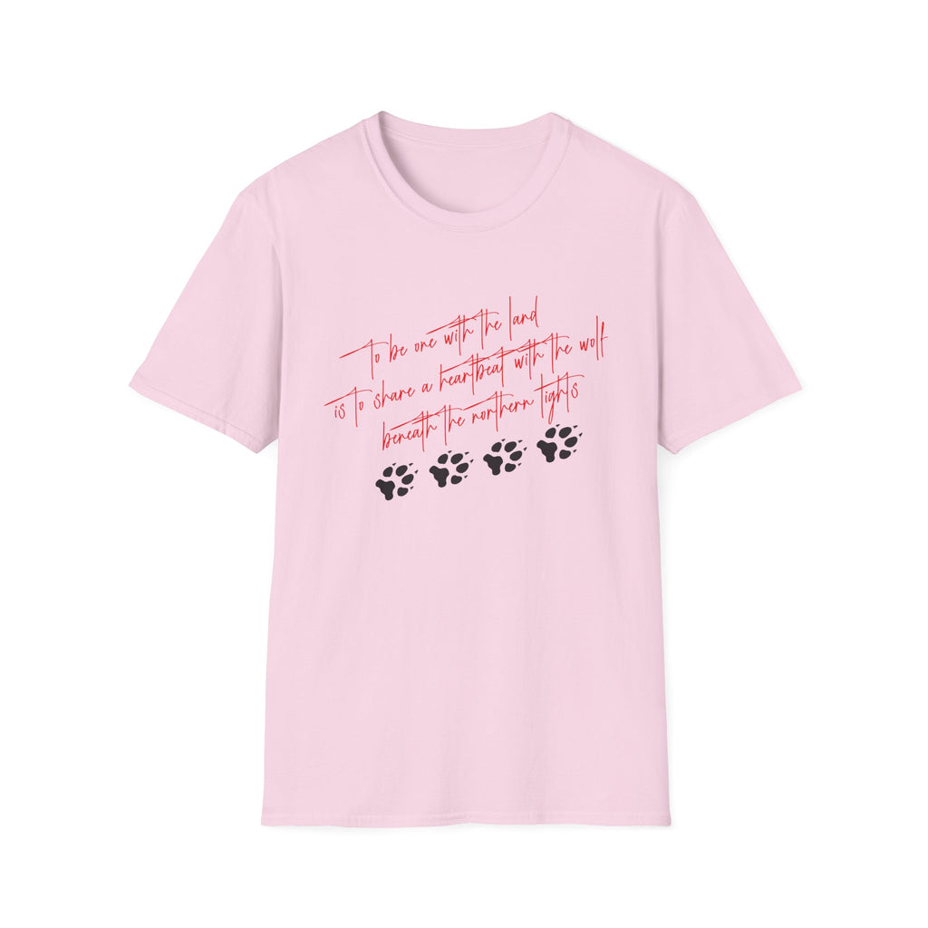 Wolf Paw Graphic T-Shirt — "To Be One with the Land" Script Tee