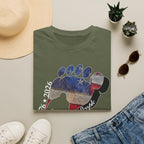 Going Norther Bigfoot T-Shirt — Footprint Silhouette with Distressed Flag & "1776 - 2026 - We The People"