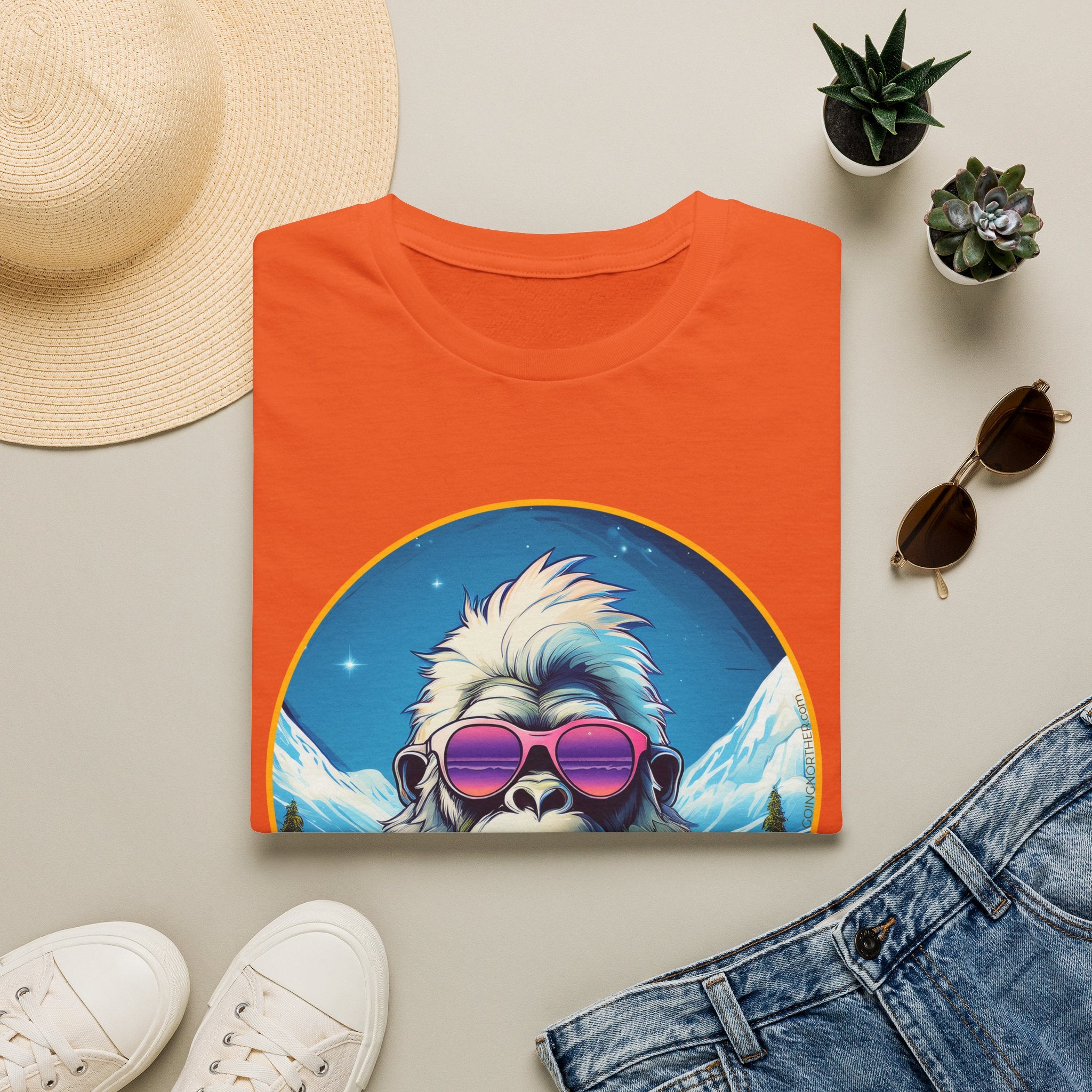 Going Norther - Bigfoot T-Shirt - Retro Styled Sasquatch