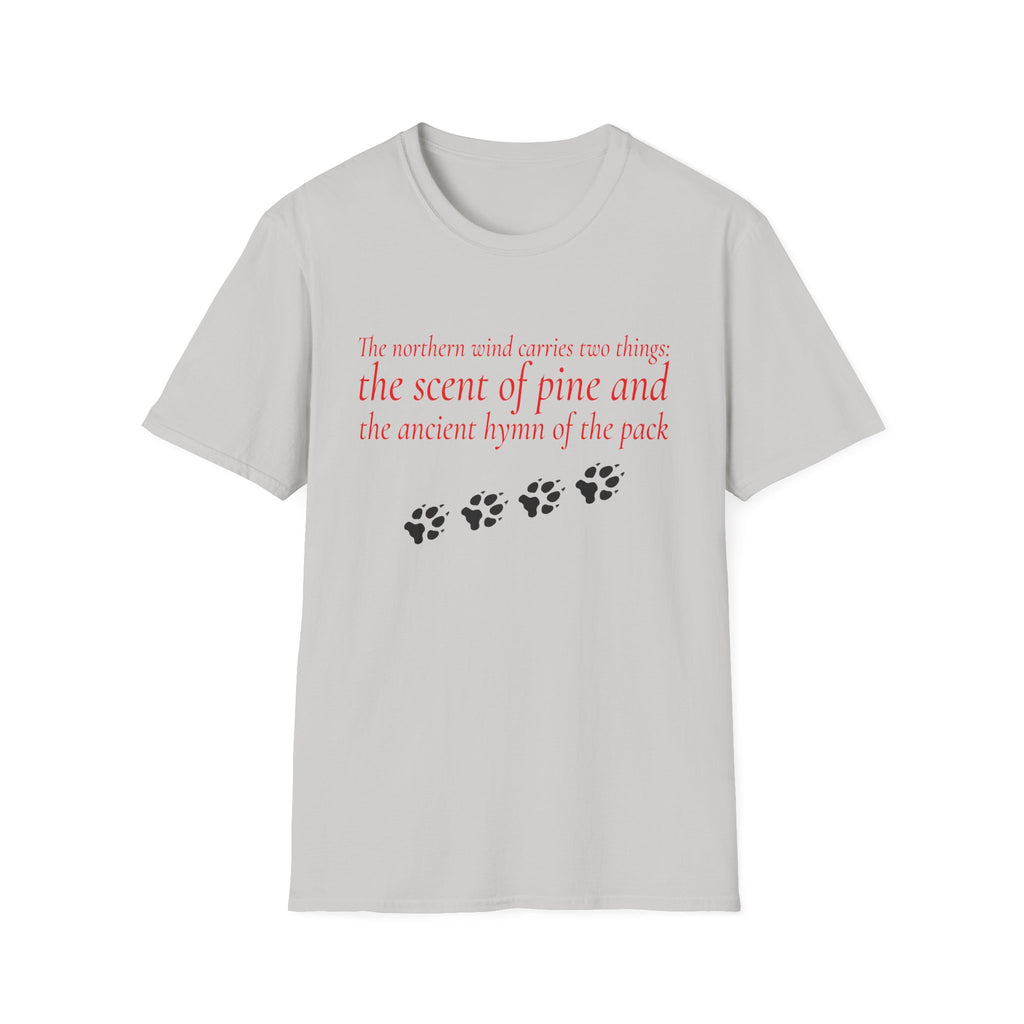 Pine & Pack Wolf Pack Tee — 'The northern wind carries two things' Paw Print Shirt