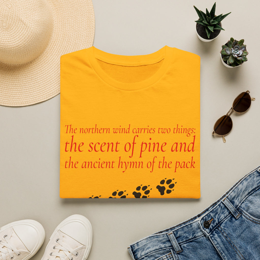 Pine & Pack Wolf Pack Tee — 'The northern wind carries two things' Paw Print Shirt