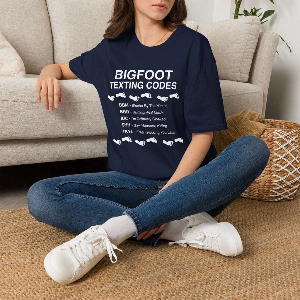 Bigfoot Texting Codes T-Shirt — Funny Sasquatch Emoji Trail Tee
