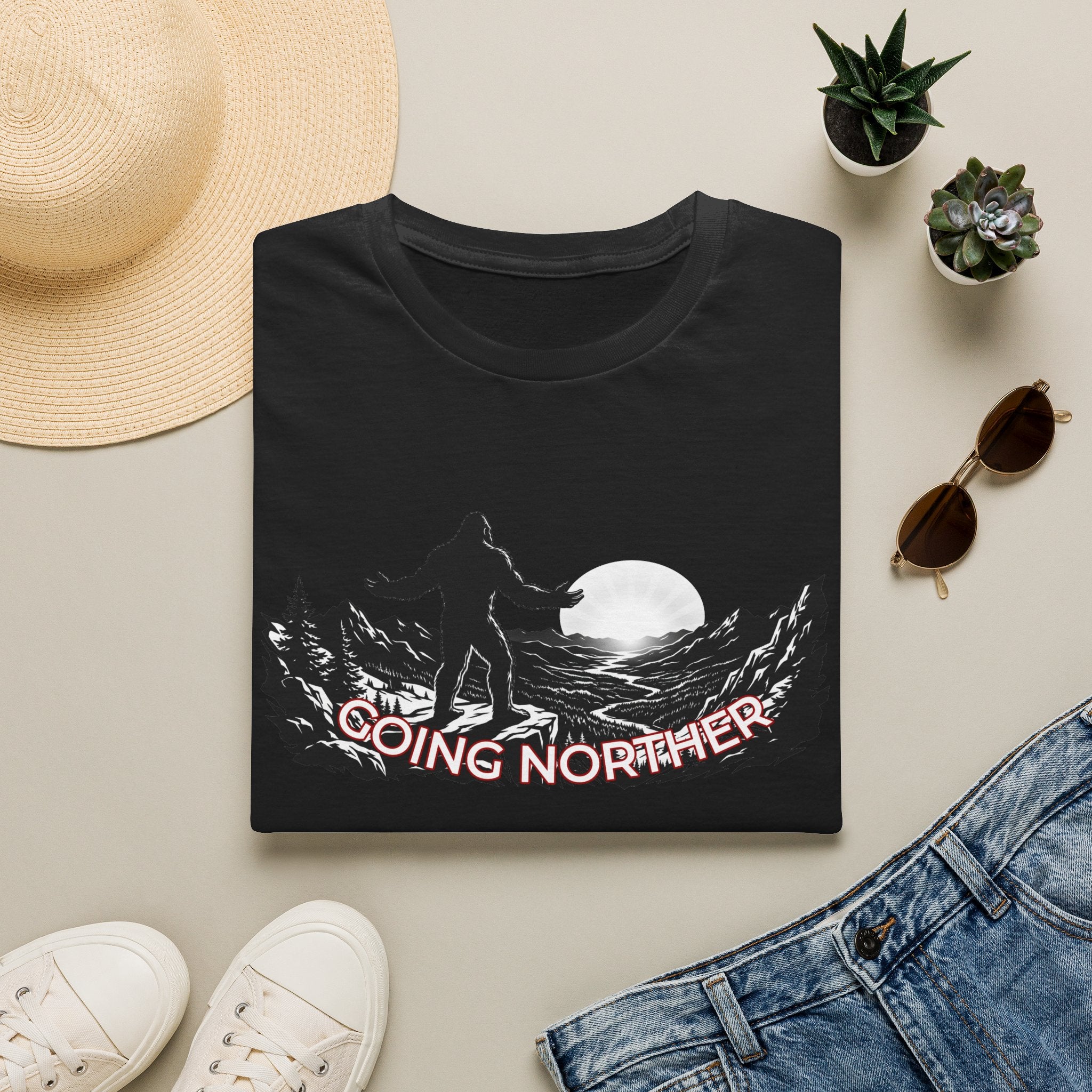 Going Norther Bigfoot Moonlit Mountain T-Shirt