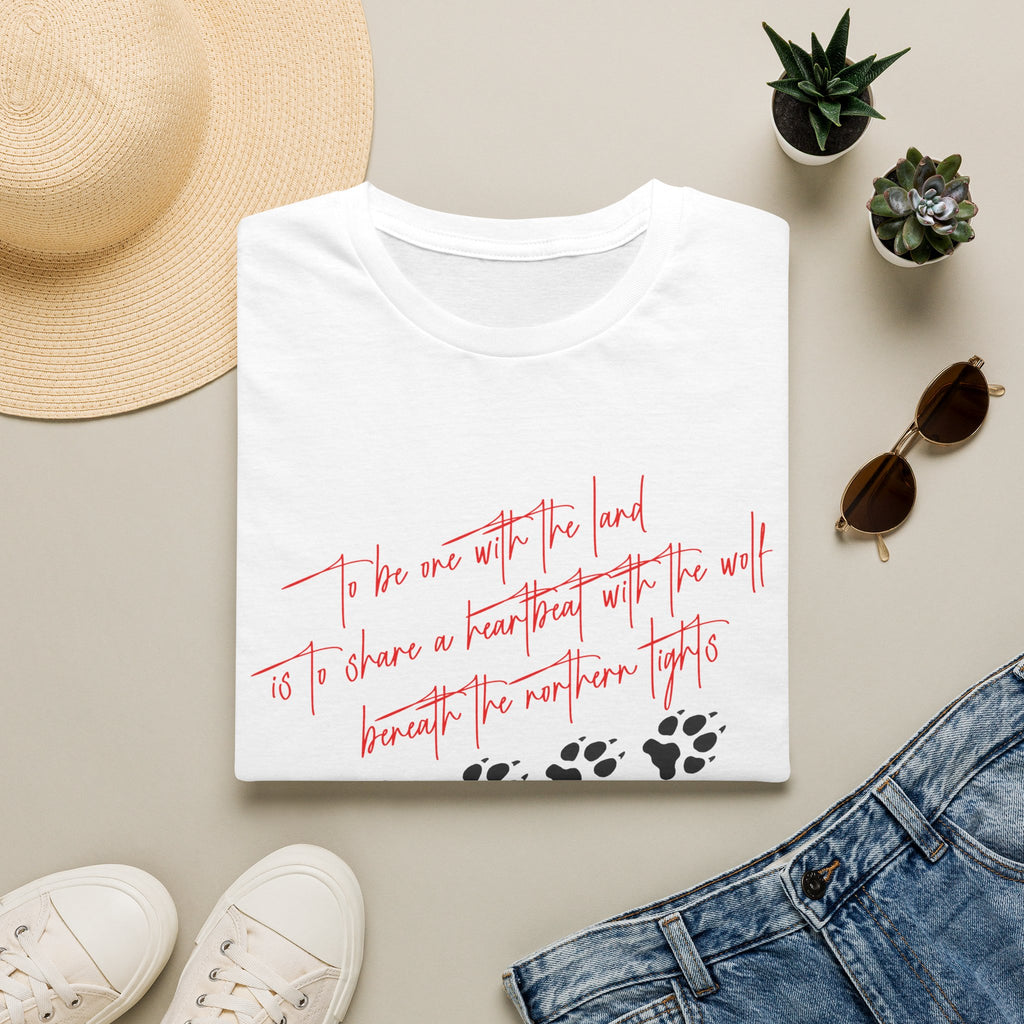 Wolf Paw Graphic T-Shirt — "To Be One with the Land" Script Tee