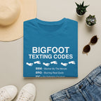 Bigfoot Texting Codes T-Shirt — Funny Sasquatch Emoji Trail Tee