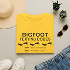 Bigfoot Texting Codes T-Shirt — Funny Sasquatch Emoji Trail Tee