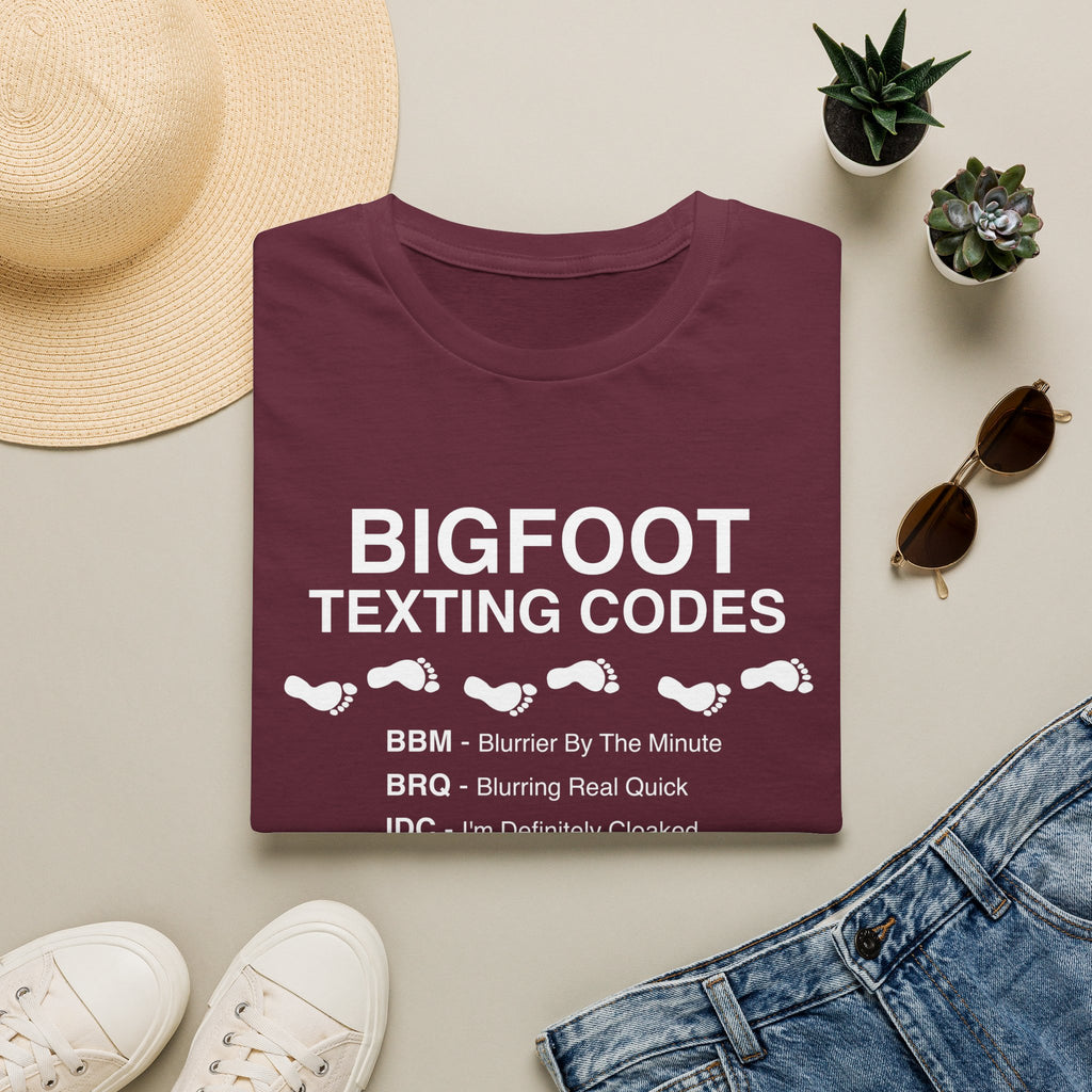Bigfoot Texting Codes T-Shirt — Funny Sasquatch Emoji Trail Tee