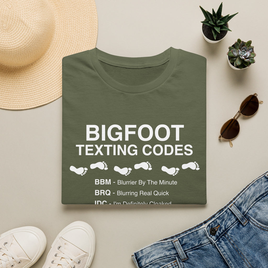 Bigfoot Texting Codes T-Shirt — Funny Sasquatch Emoji Trail Tee