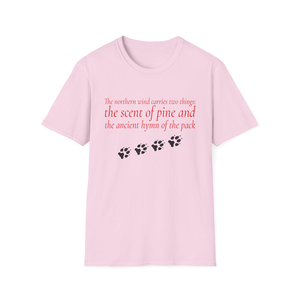Pine & Pack Wolf Pack Tee — 'The northern wind carries two things' Paw Print Shirt