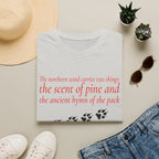 Pine & Pack Wolf Pack Tee — 'The northern wind carries two things' Paw Print Shirt