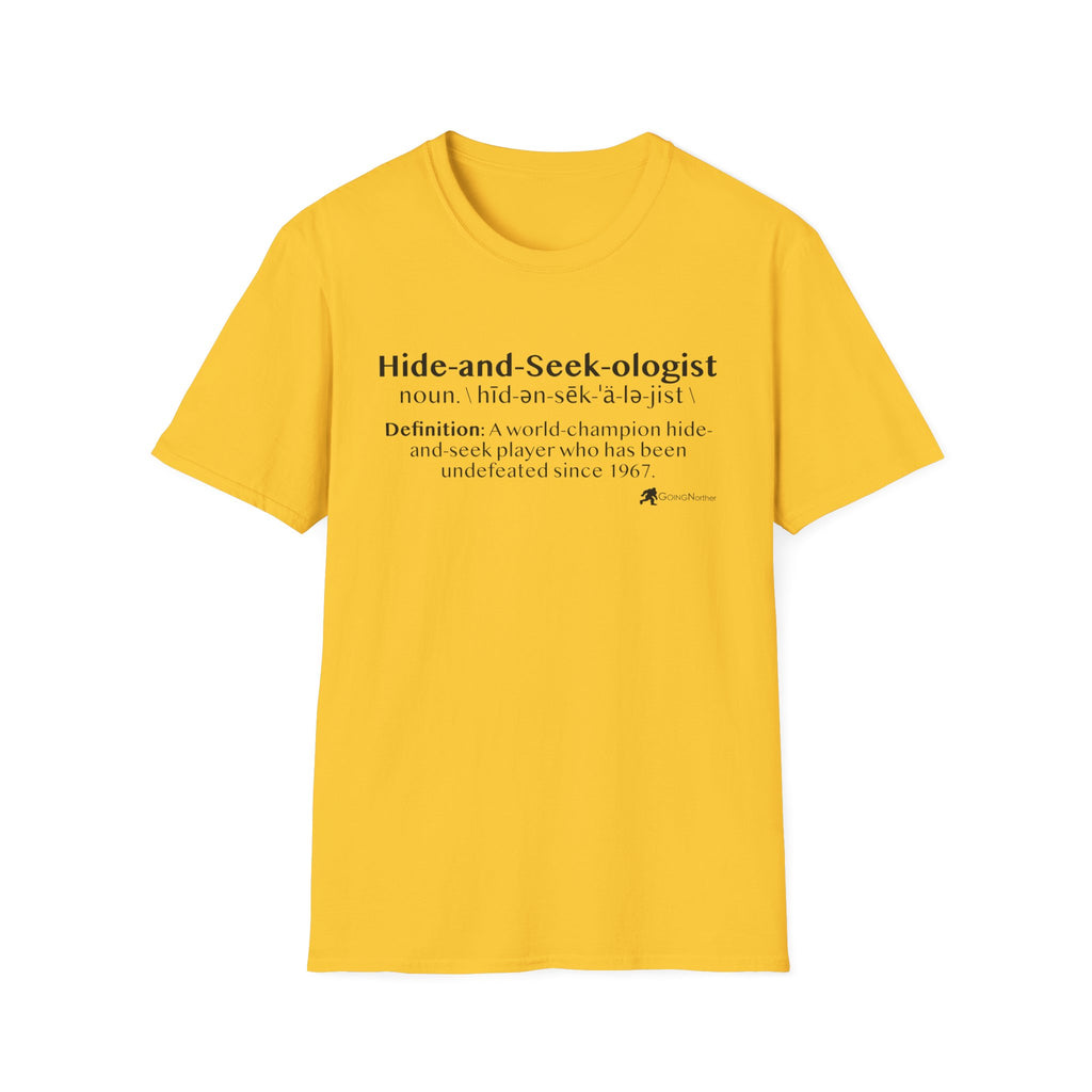 Bigfoot "Hide-and-Seek-ologist" T-Shirt — Funny Sasquatch Definition Tee