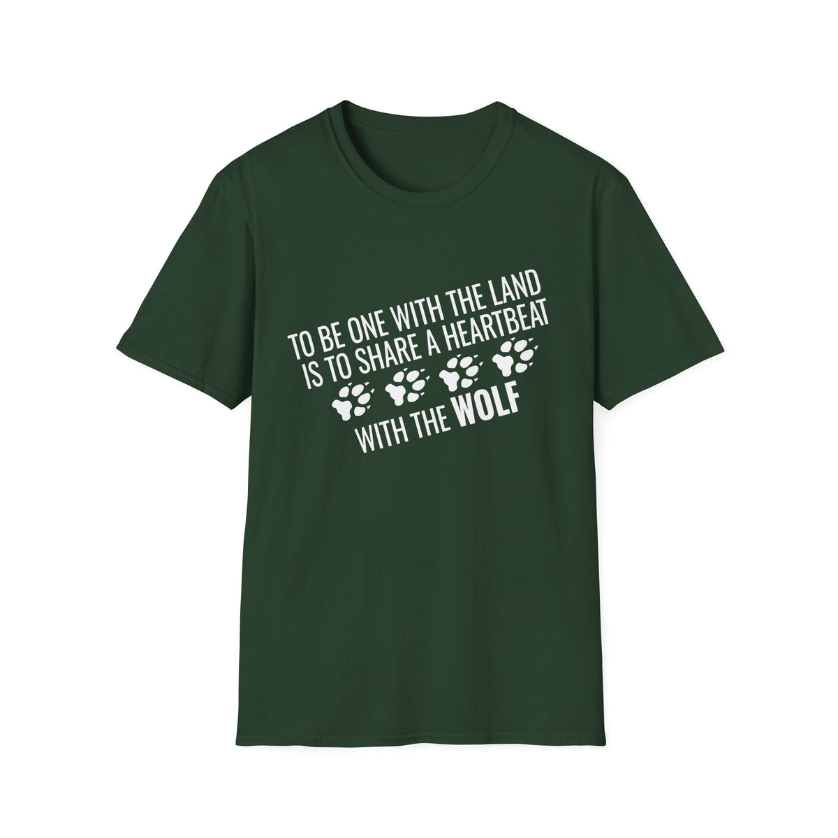 Wolf Paw Print T-Shirt – "To Be One With The Land Is To Share A Heartbeat With The Wolf"