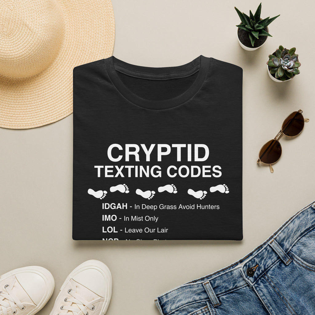 Cryptid Texting Codes T-Shirt — Funny Bigfoot/Nessie Sasquatch Meme Tee for Cryptid Fans