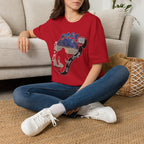 Going Norther Bigfoot T-Shirt — Footprint Silhouette with Distressed Flag & "1776 - 2026 - We The People"