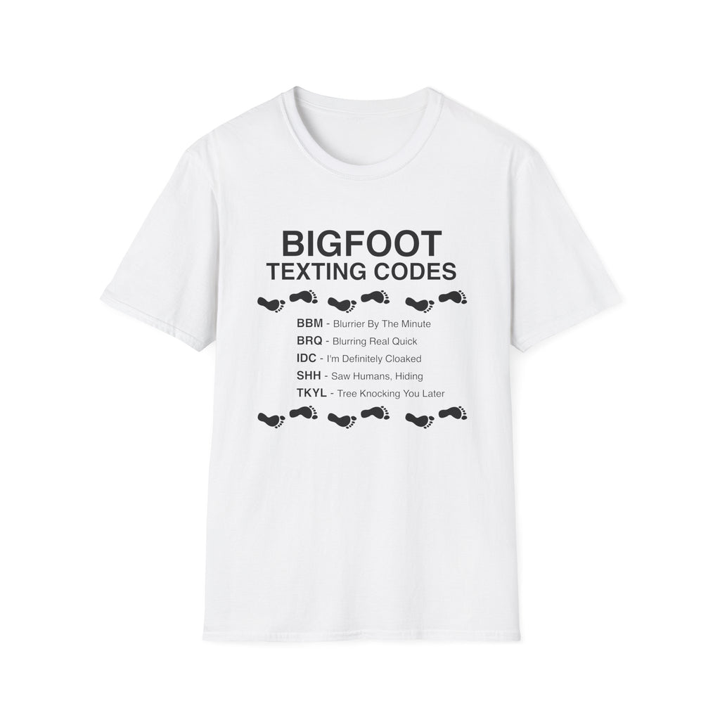 Bigfoot Texting Codes T-Shirt — Funny Sasquatch Emoji Trail Tee