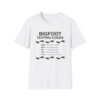 Bigfoot Texting Codes T-Shirt — Funny Sasquatch Emoji Trail Tee