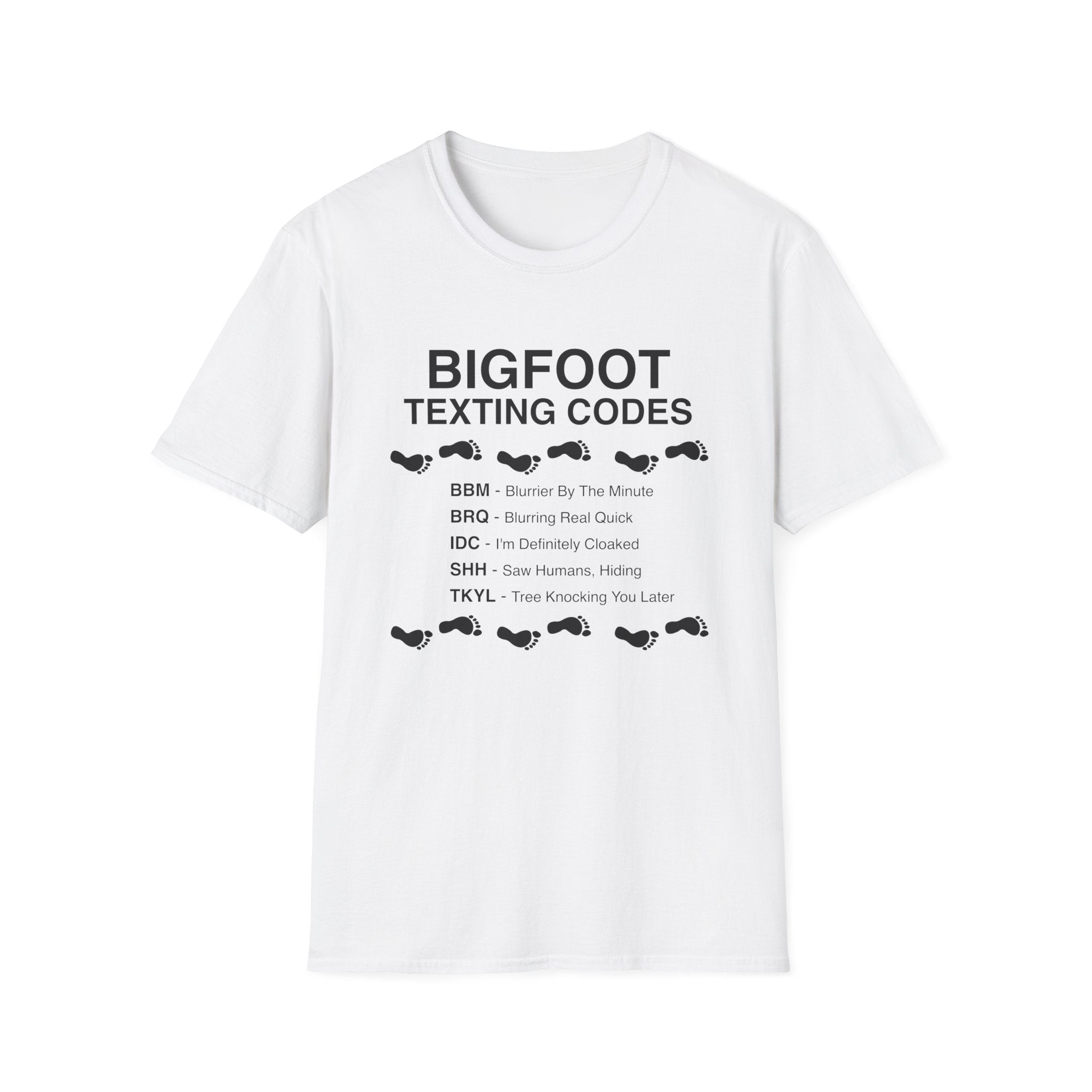 Bigfoot Texting Codes T-Shirt — Funny Sasquatch Emoji Trail Tee