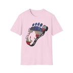Going Norther Bigfoot T-Shirt — Footprint Silhouette with Distressed Flag & "1776 - 2026 - We The People"