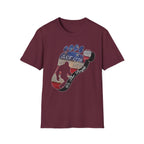 Going Norther Bigfoot T-Shirt — Footprint Silhouette with Distressed Flag "EST. 1776 - We The People"