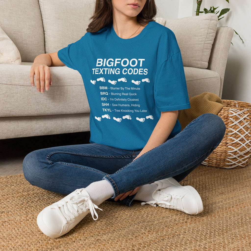 Bigfoot Texting Codes T-Shirt — Funny Sasquatch Emoji Trail Tee
