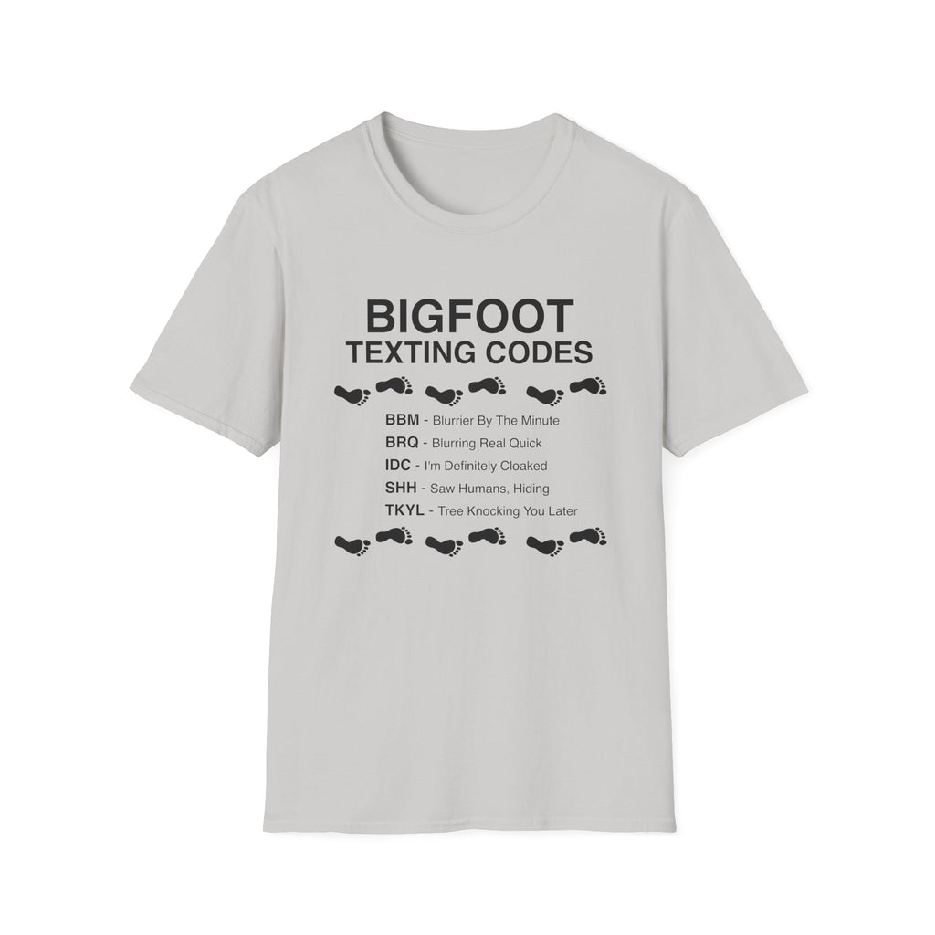 Bigfoot Texting Codes T-Shirt — Funny Sasquatch Emoji Trail Tee