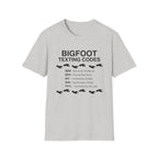 Bigfoot Texting Codes T-Shirt — Funny Sasquatch Emoji Trail Tee
