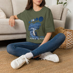 Bigfoot 'Squatchin' Ain't Easy' T-Shirt — Moonlit Winter Lake Sasquatch Tee