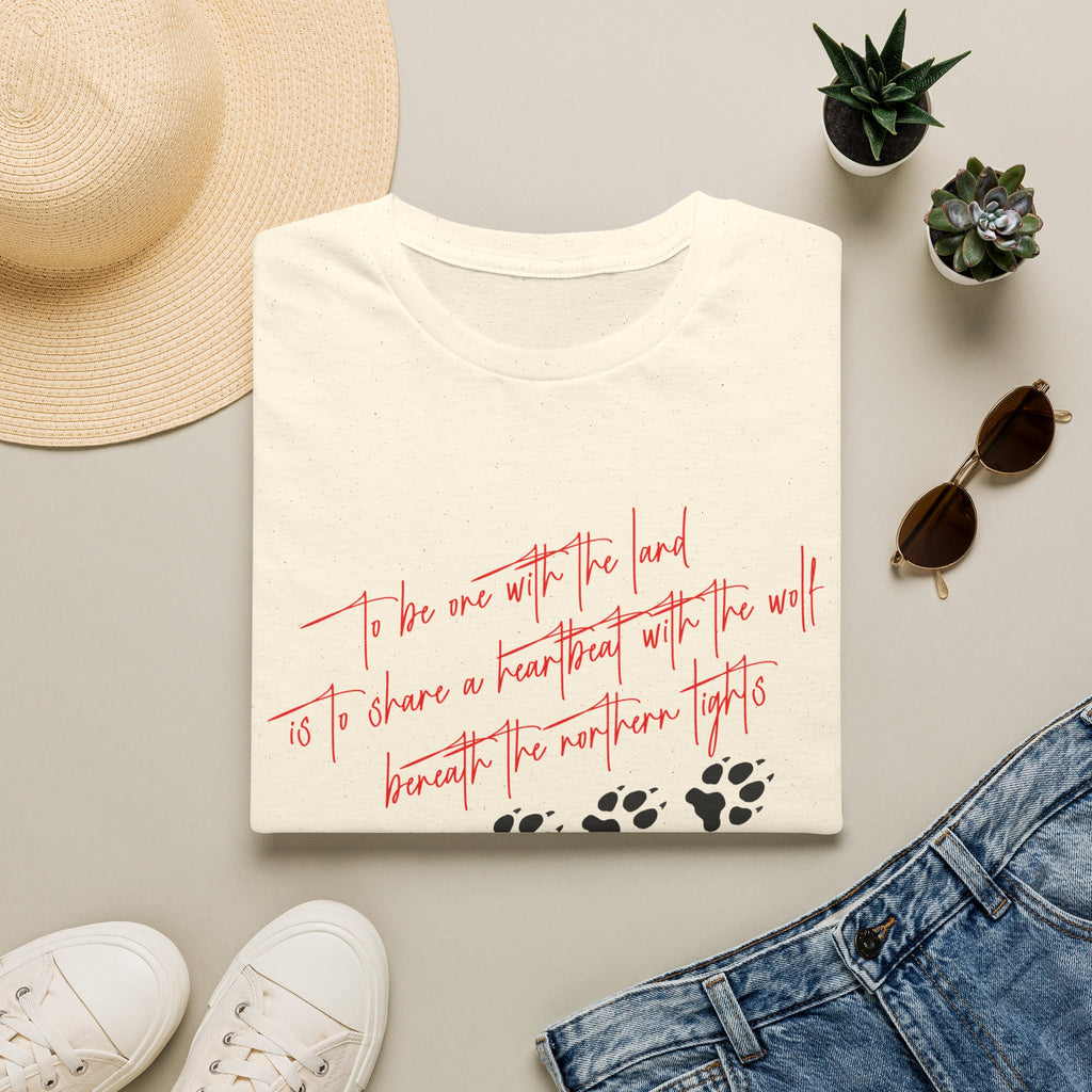 Wolf Paw Graphic T-Shirt — "To Be One with the Land" Script Tee