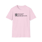 T-Shirt — "Desperate for Peace" Minimalist Text "Bigfoot" Tee