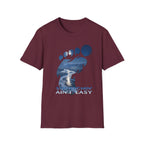 Bigfoot 'Squatchin' Ain't Easy' T-Shirt — Moonlit Winter Lake Sasquatch Tee