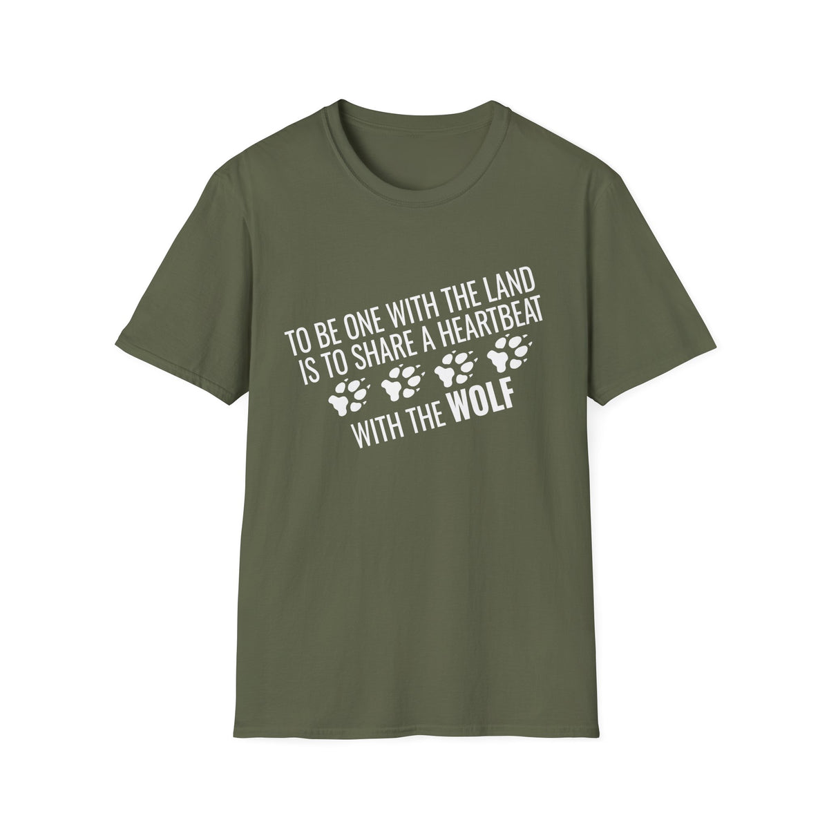 Wolf Paw Print T-Shirt – "To Be One With The Land Is To Share A Heartbeat With The Wolf"