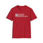 T-Shirt — "Desperate for Peace" Minimalist Text "Bigfoot" Tee