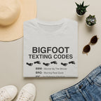 Bigfoot Texting Codes T-Shirt — Funny Sasquatch Emoji Trail Tee