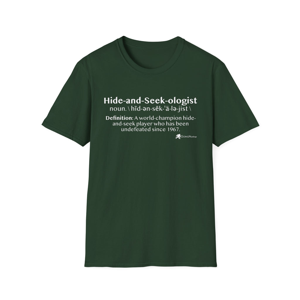 Bigfoot "Hide-and-Seek-ologist" T-Shirt — Funny Sasquatch Definition Tee