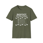 Bigfoot Texting Codes T-Shirt — Funny Sasquatch Emoji Trail Tee
