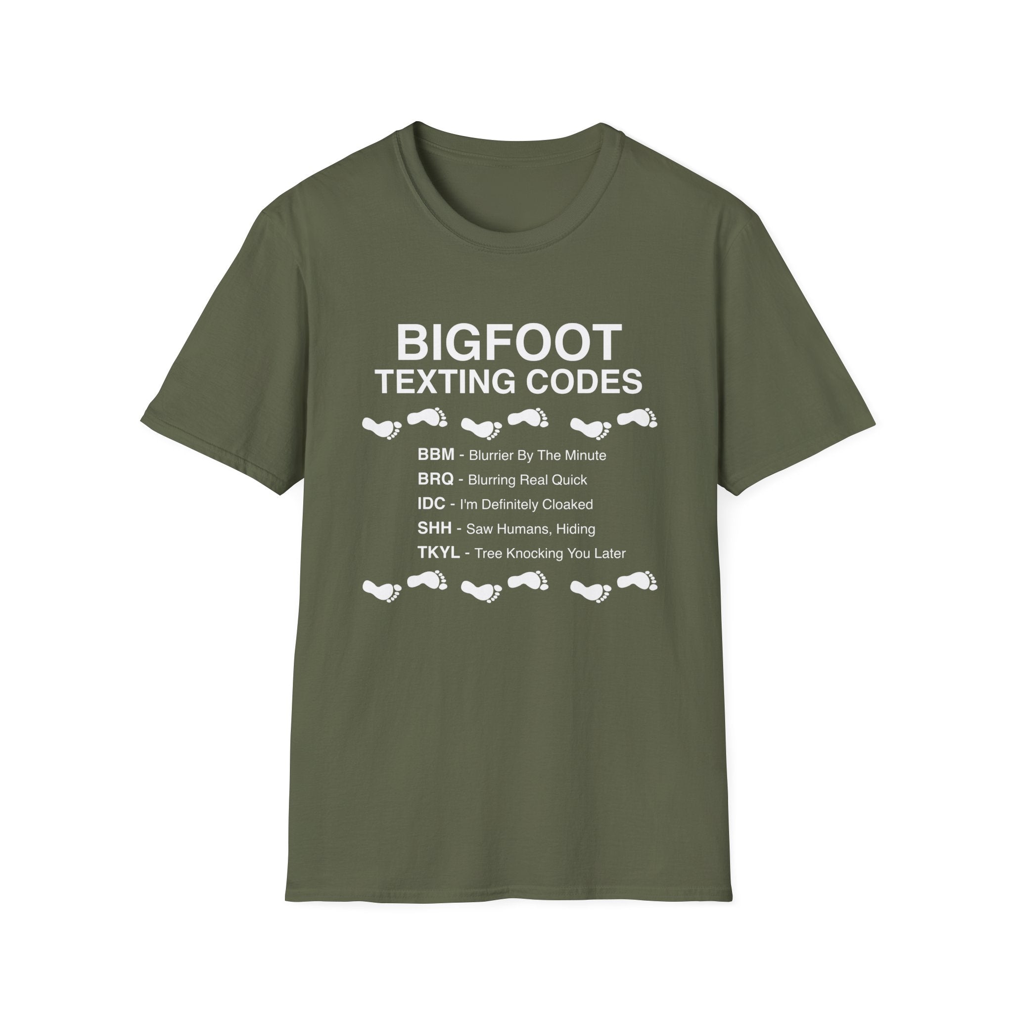 Bigfoot Texting Codes T-Shirt — Funny Sasquatch Emoji Trail Tee
