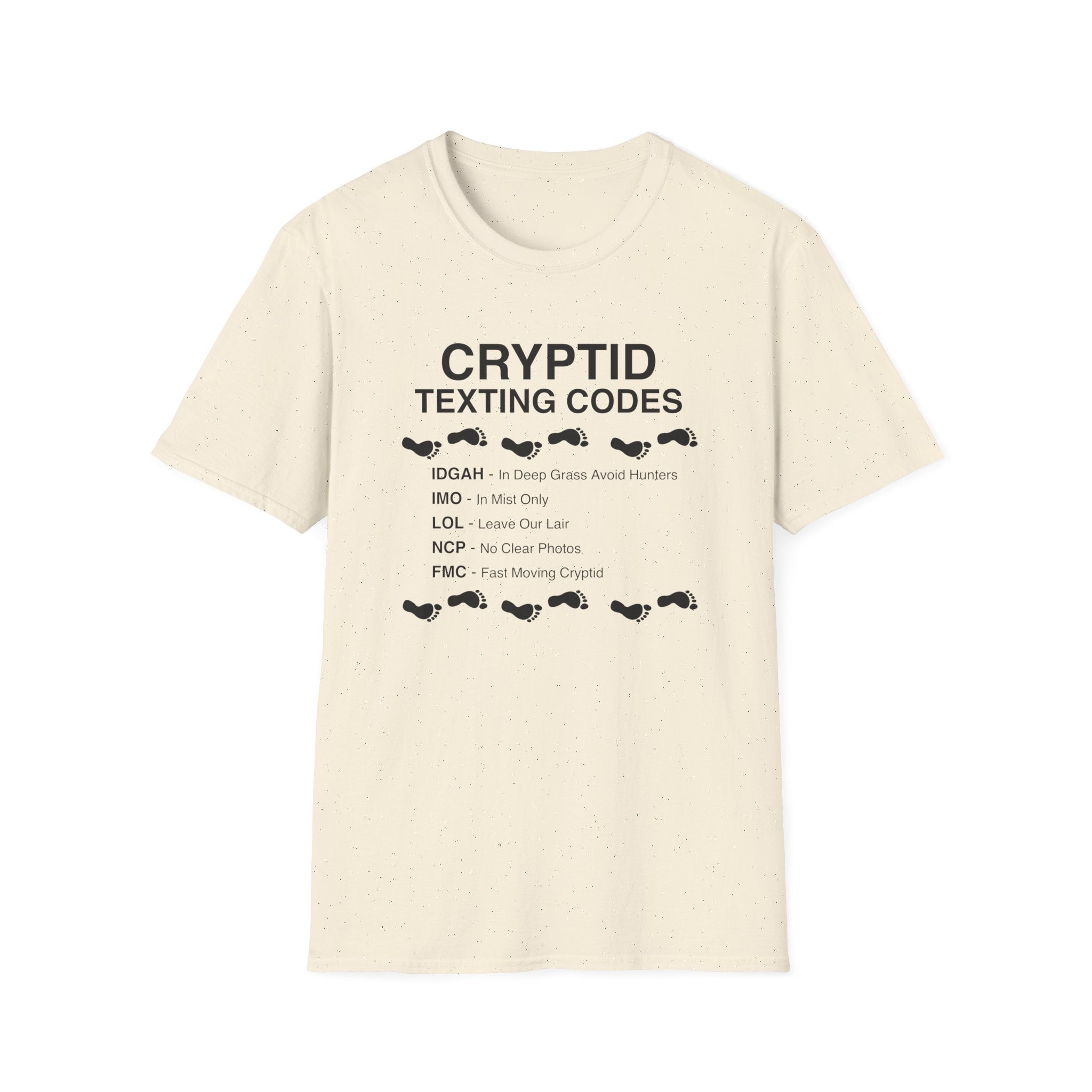 Cryptid Texting Codes T-Shirt — Funny Bigfoot/Nessie Sasquatch Meme Tee for Cryptid Fans