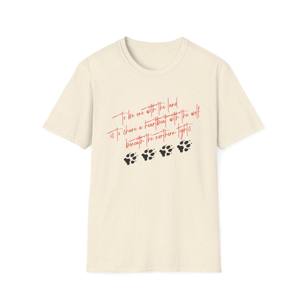 Wolf Paw Graphic T-Shirt — "To Be One with the Land" Script Tee