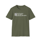 T-Shirt — "Desperate for Peace" Minimalist Text "Bigfoot" Tee