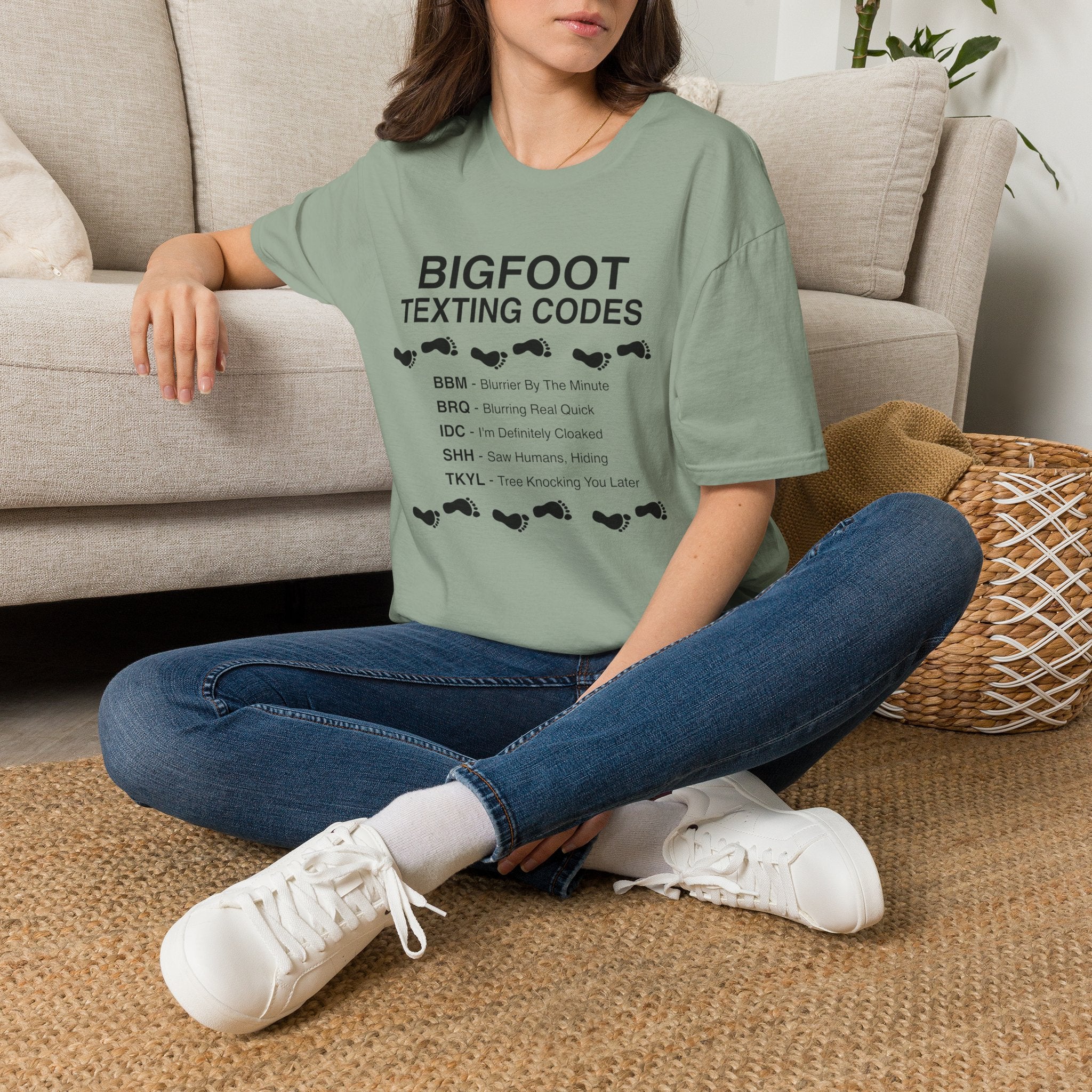 Bigfoot Texting Codes T-Shirt — Funny Sasquatch Emoji Trail Tee