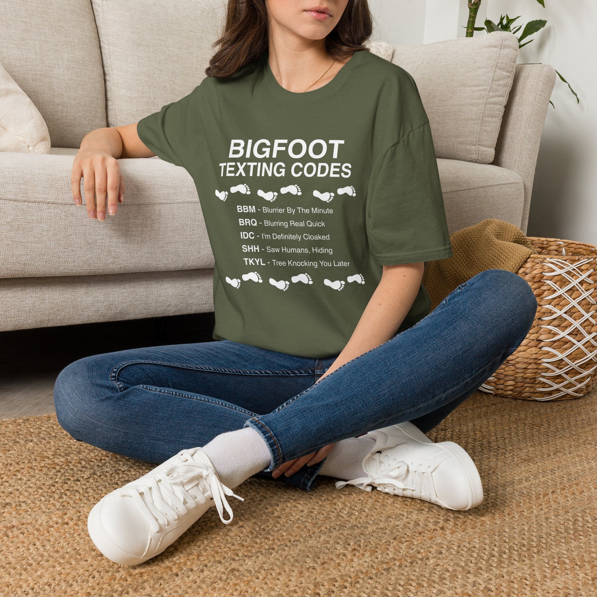 Bigfoot Texting Codes T-Shirt — Funny Sasquatch Emoji Trail Tee