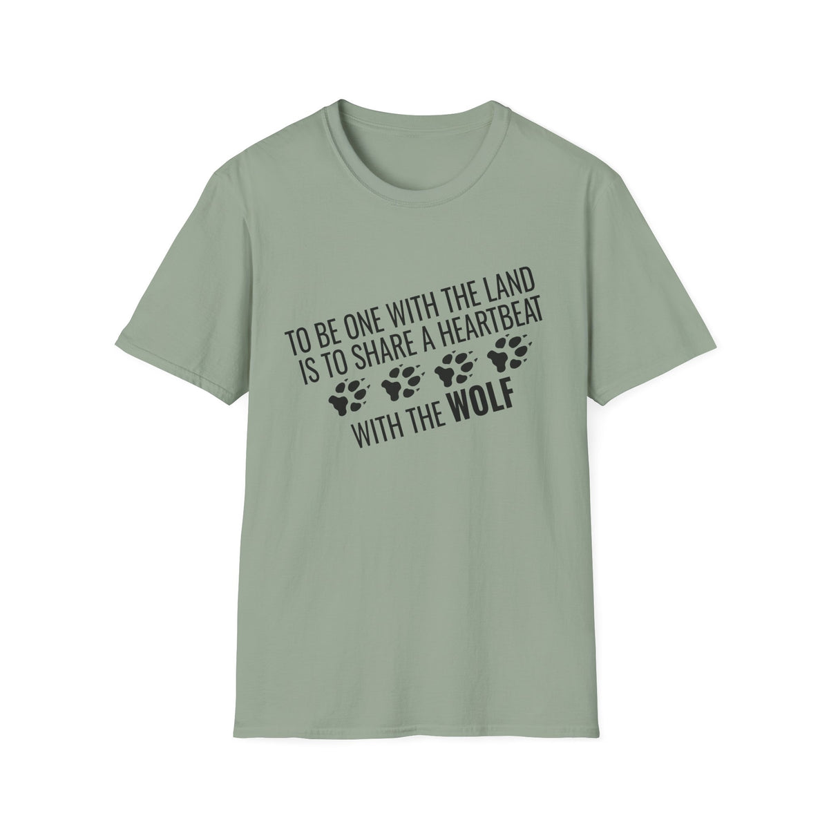 Wolf Paw Print T-Shirt – "To Be One With The Land Is To Share A Heartbeat With The Wolf"