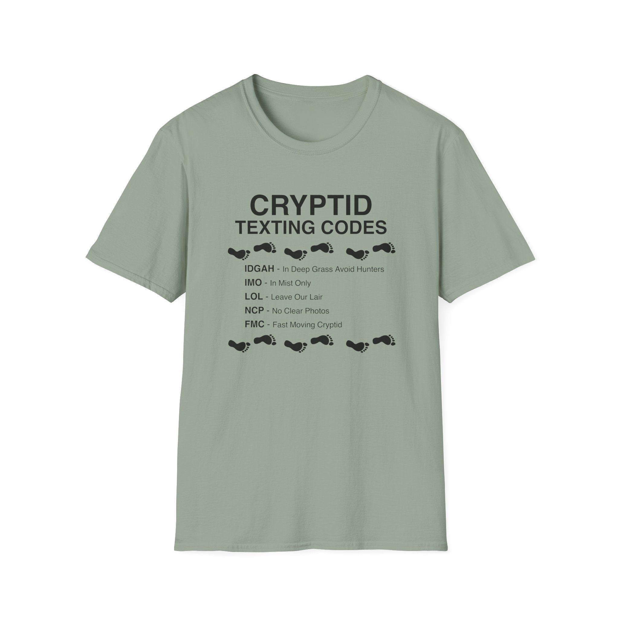 Cryptid Texting Codes T-Shirt — Funny Bigfoot/Nessie Sasquatch Meme Tee for Cryptid Fans