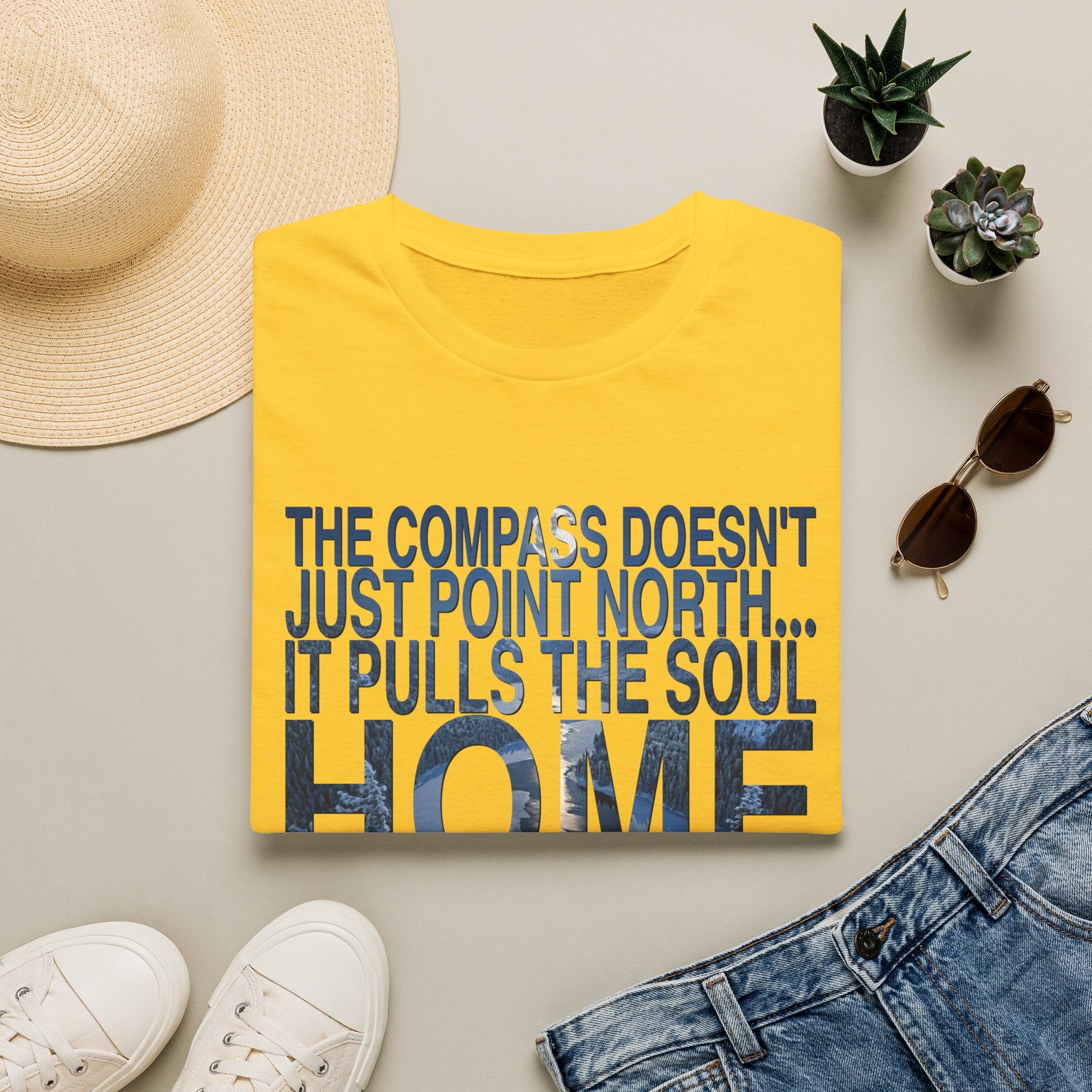 T-Shirt — "The Compass Doesn't Just Point North... It Pulls the Soul Home" Inspirational Tee