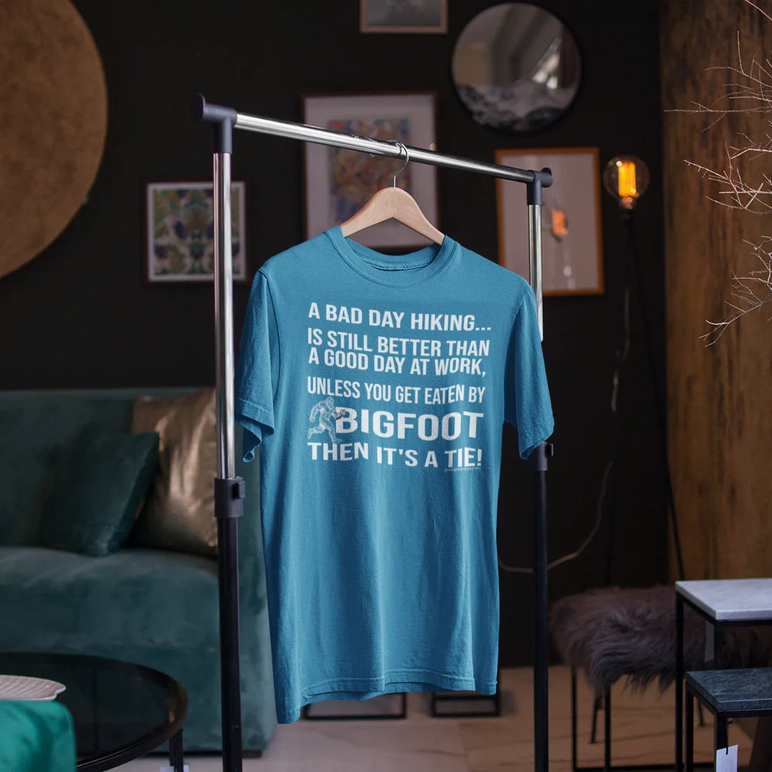 Bigfoot Hiking T-Shirt — “A Bad Day Hiking… Is Still Better Than A Good Day At Work”