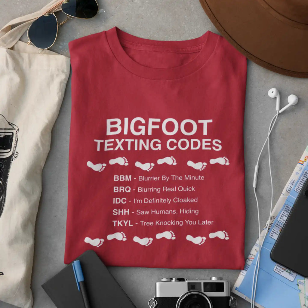 Bigfoot Texting Codes T-Shirt — Funny Sasquatch Emoji Trail Tee